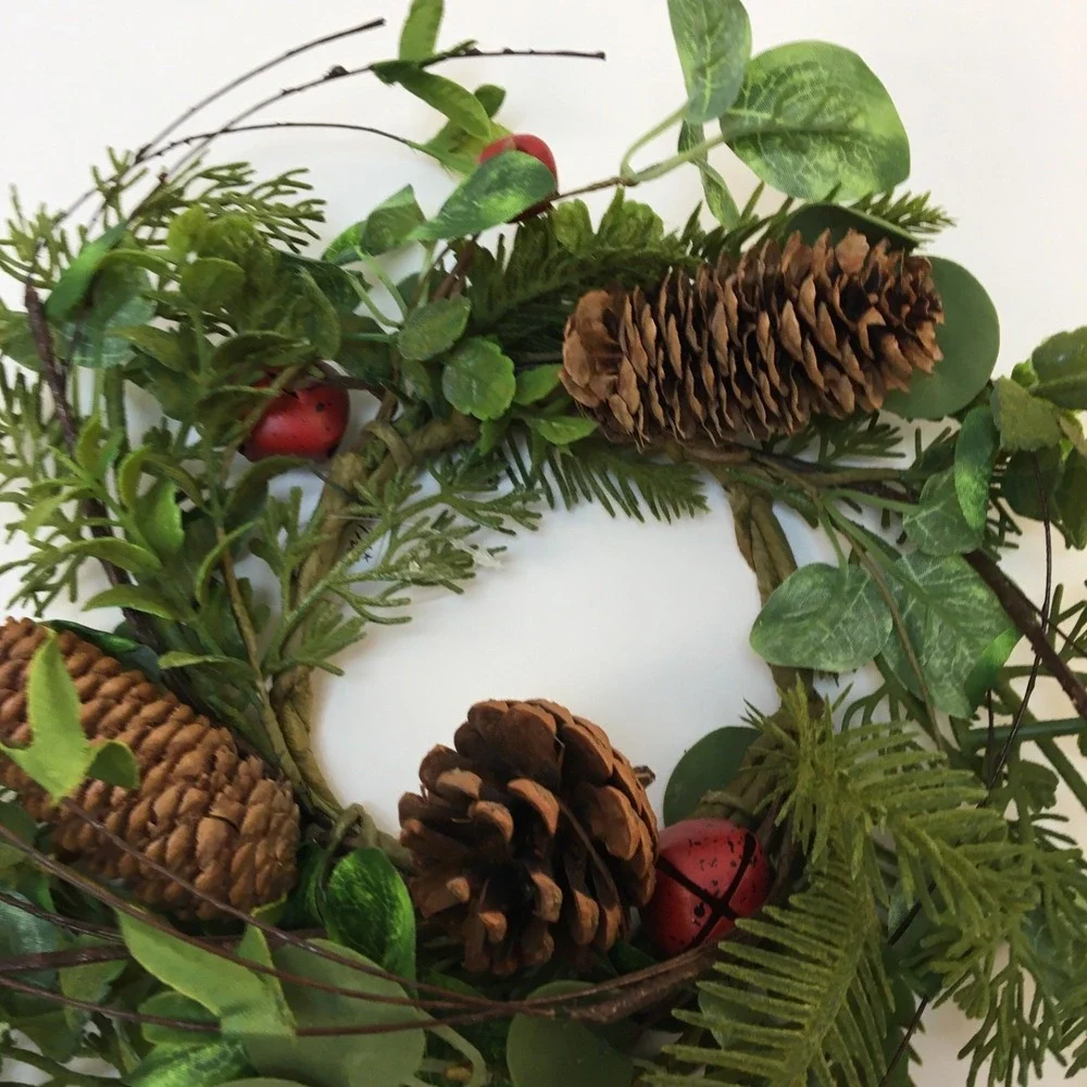 Pine Mini Wreath‎ with cones and jingle bells Rustic Holiday 8